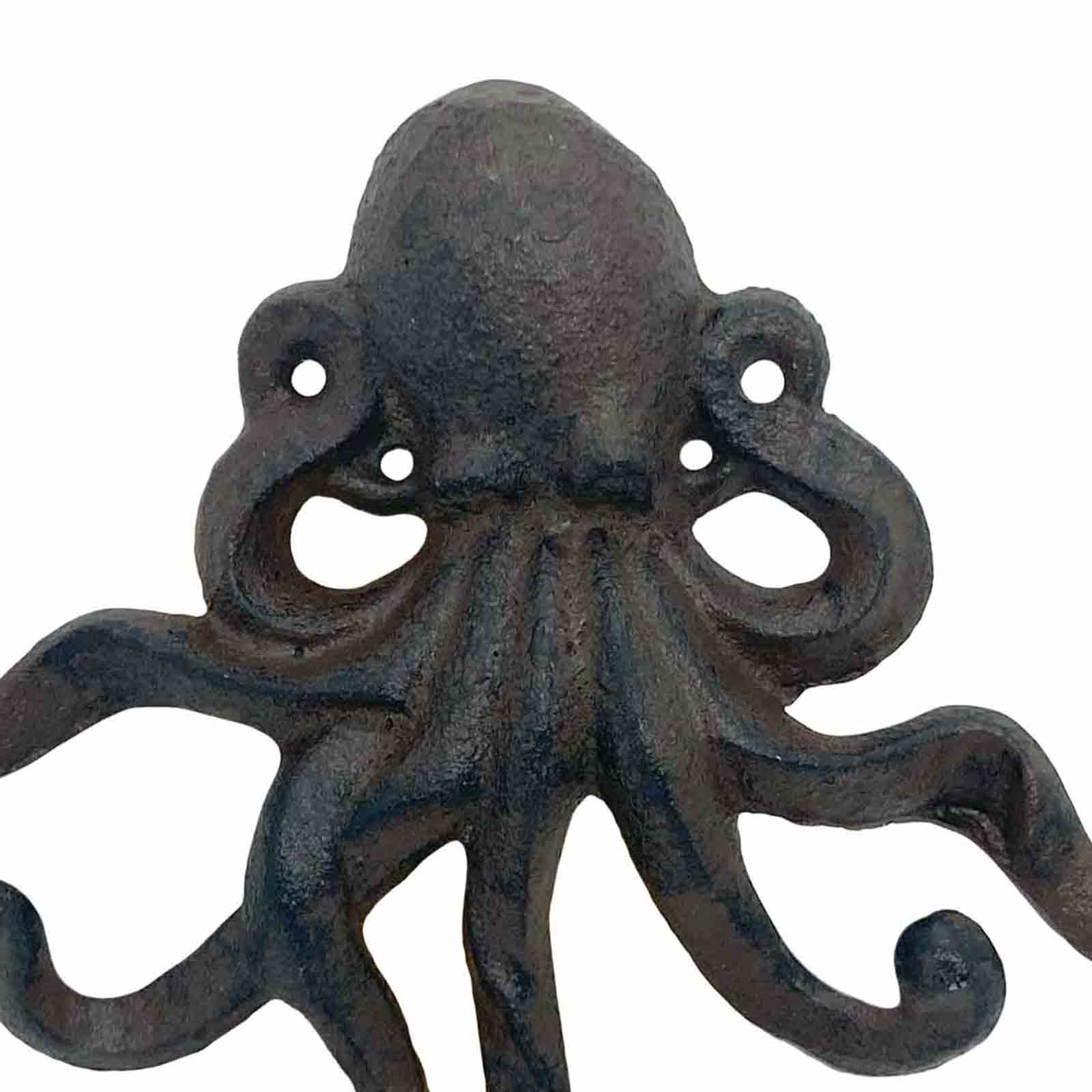 Mr Gecko Rust Brown Cast Iron Octopus Wall Hook