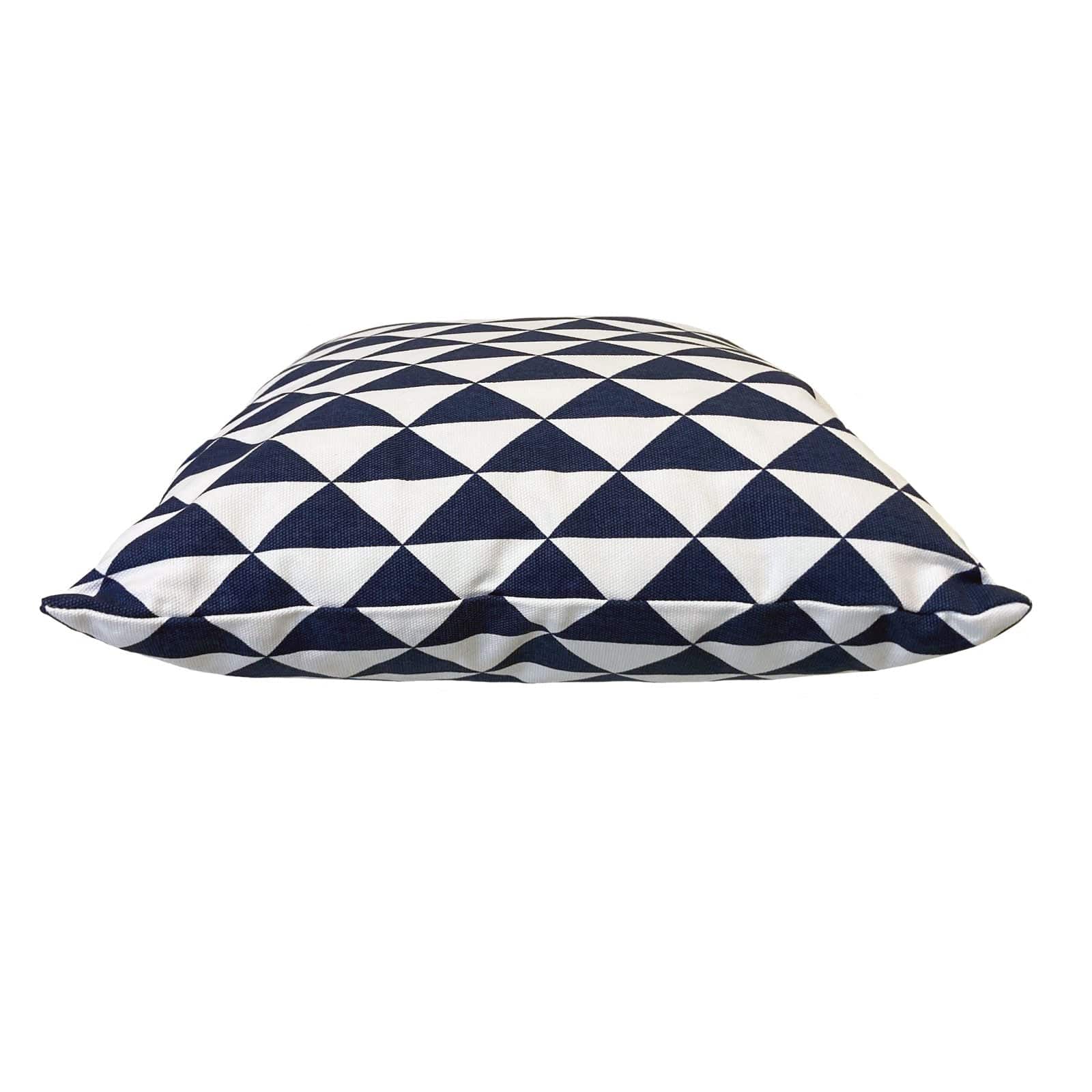 Navy Blue Triangles Indoor Outdoor Cushion