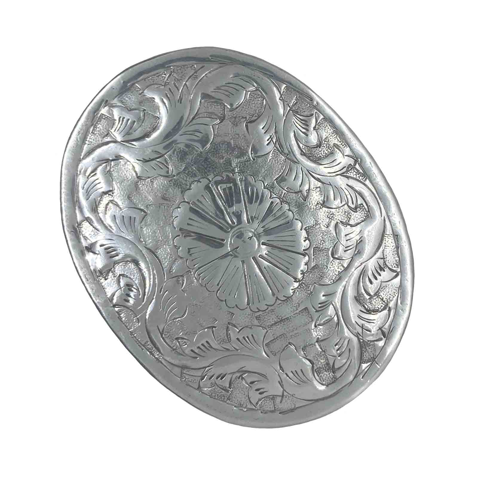 Silver Aluminium Oval Embossed Trinket Box