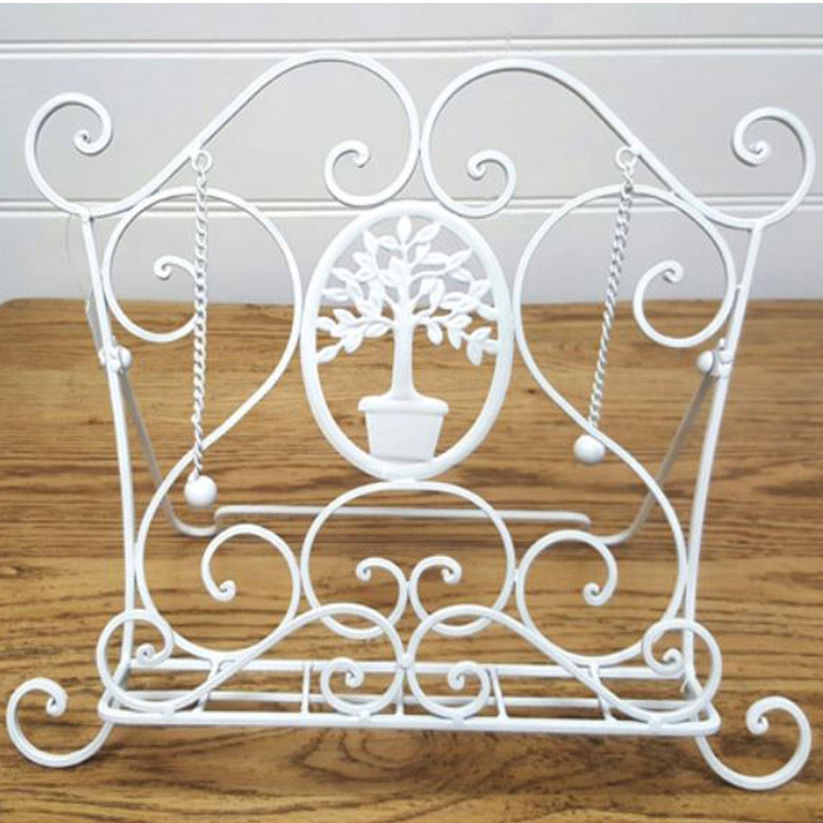 White Iron Recipe Stand - Potted Tree.