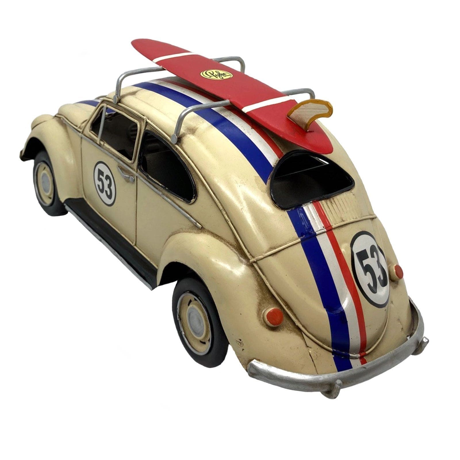 34cm Racing Stripe VW Beetle with Surfboard