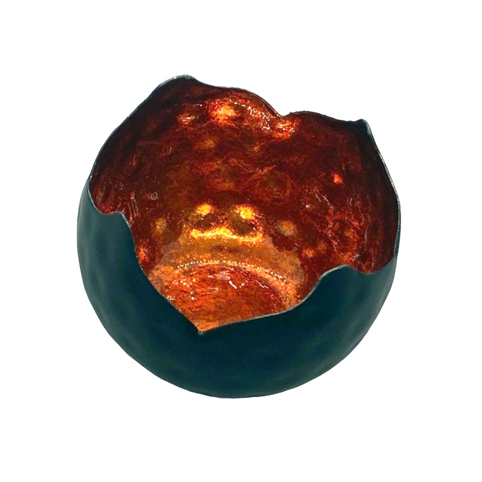 Black Round Iron Votive Candle Holder with Amber Foil