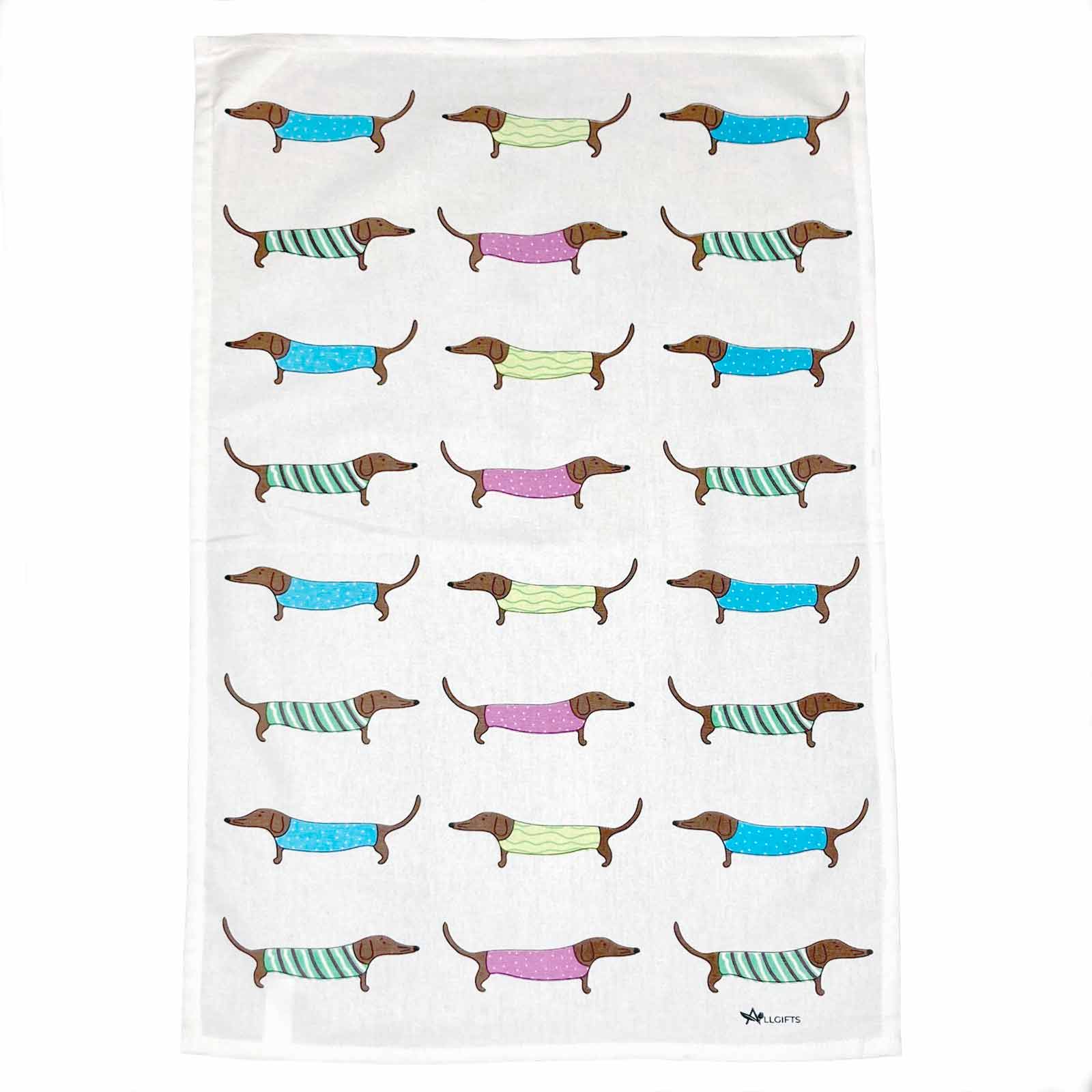 SAUSAGE DOGS 100% Cotton Tea Towel