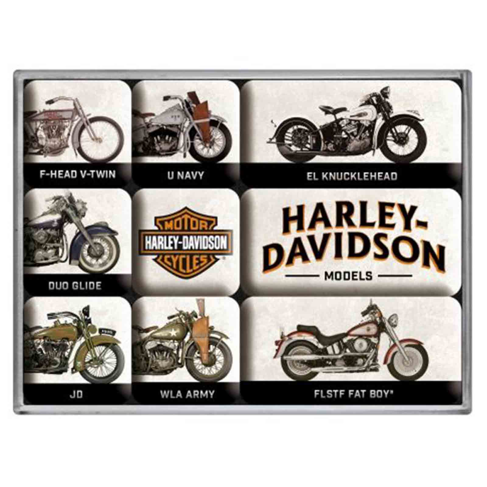 Harley Model Chart Set of 9 Nostalgic Art Magnets