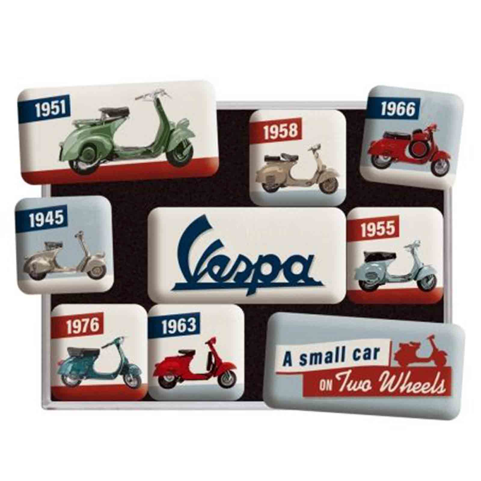 Vespa Model Chart Set of 9 Nostalgic Art Magnets