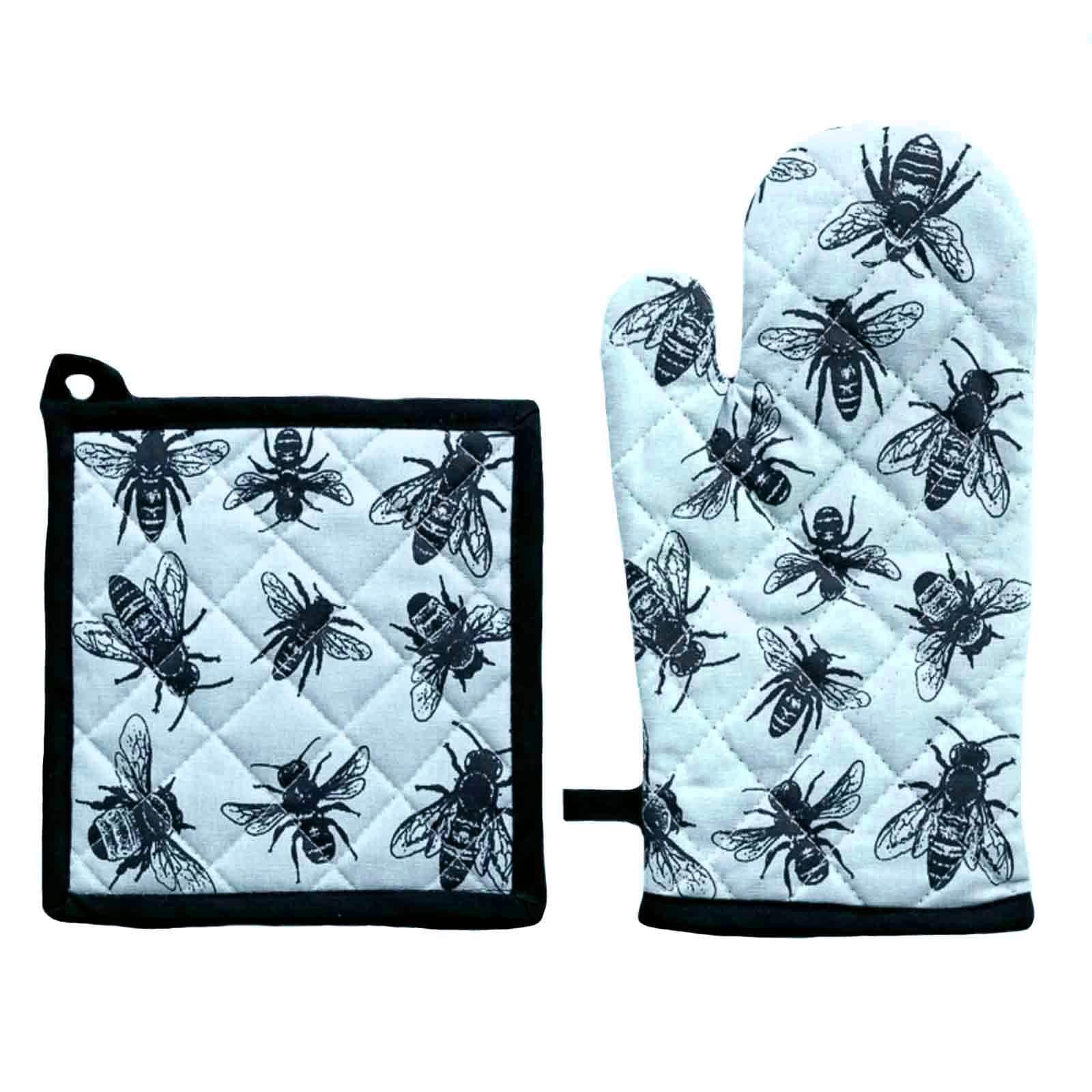Sketch Bees Oven Mitt & Pot Holder
