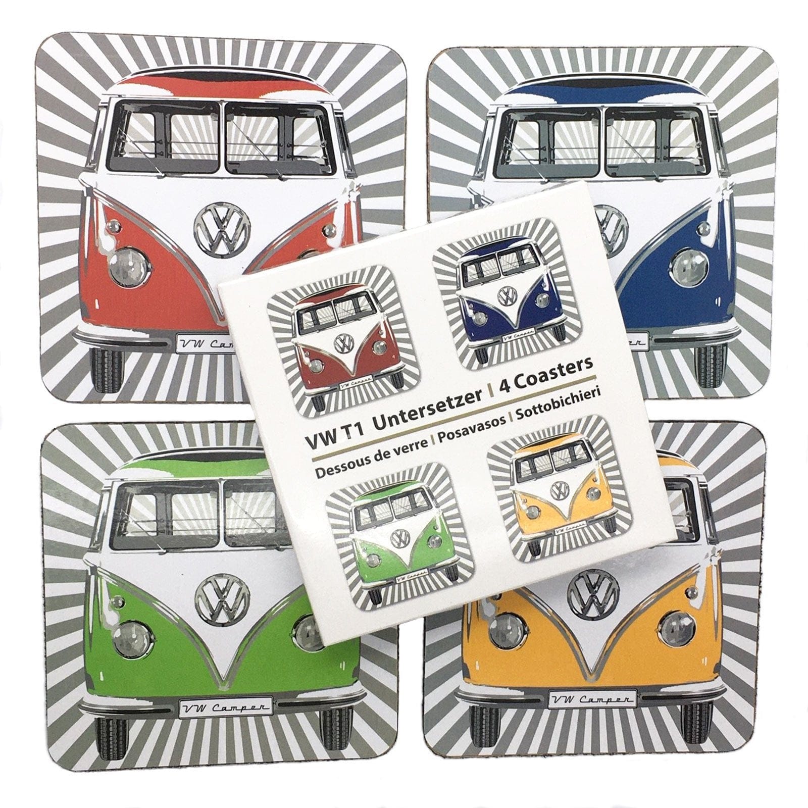 VW T1 Bus Coasters - Stripes - Set of 4.