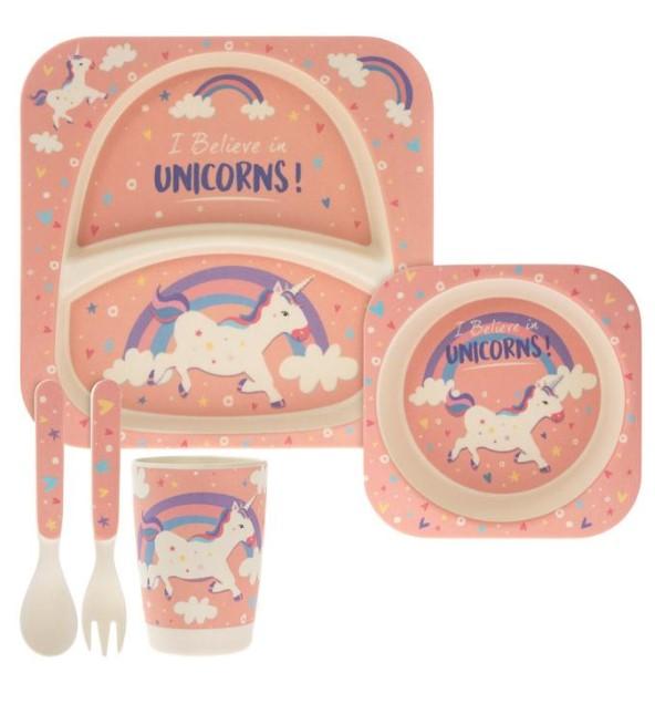 Unicorn 5 Piece Eco-friendly Bamboo Dining Set.