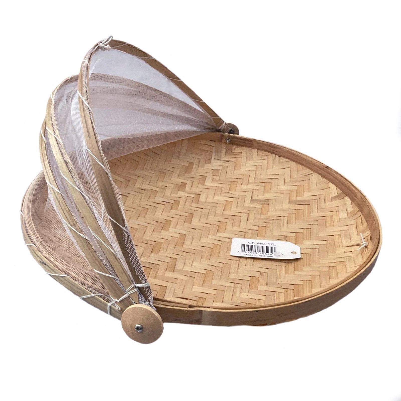 Large Mesh Food Cover with Bamboo Tray