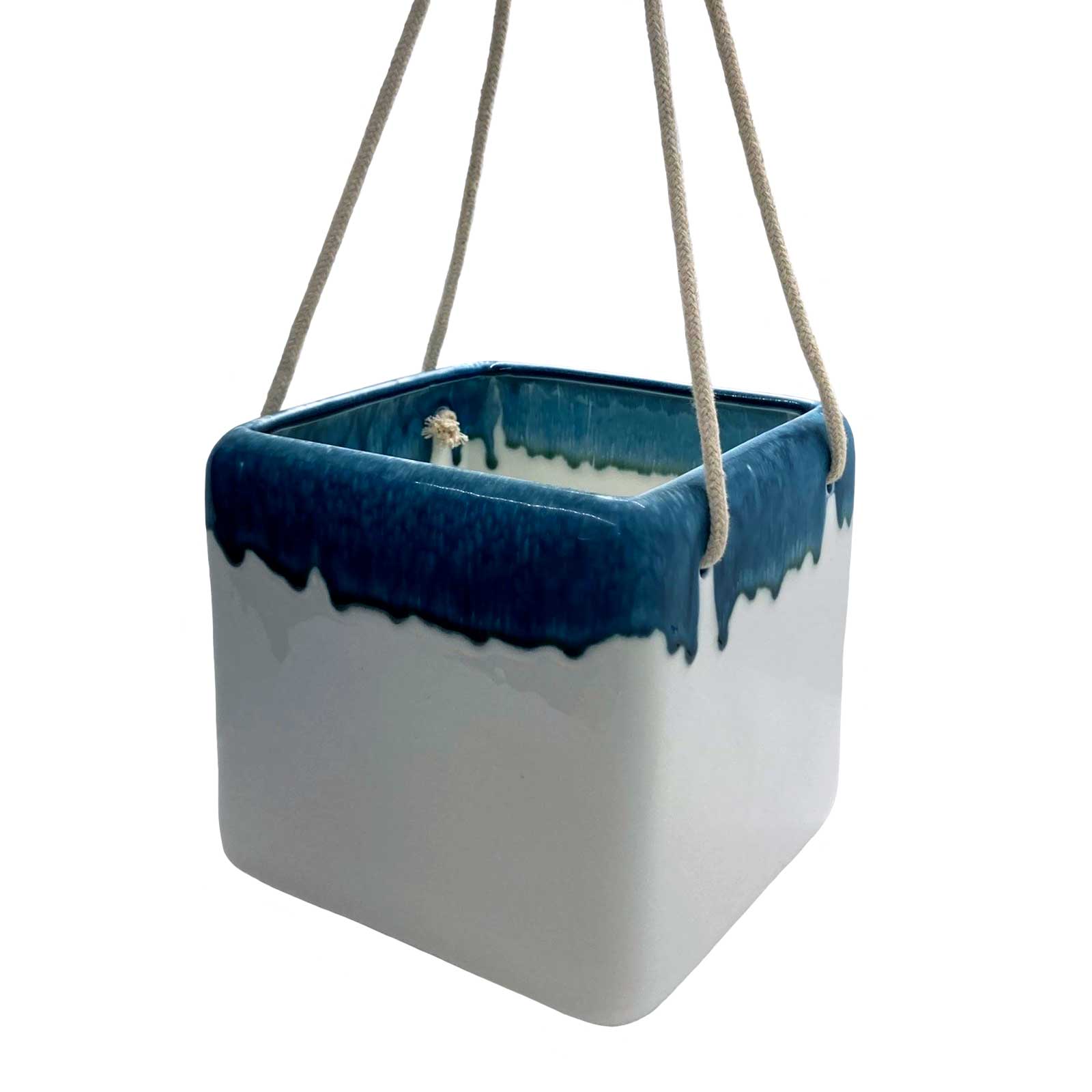 Large Ceramic Drip Glaze Hanging Planter
