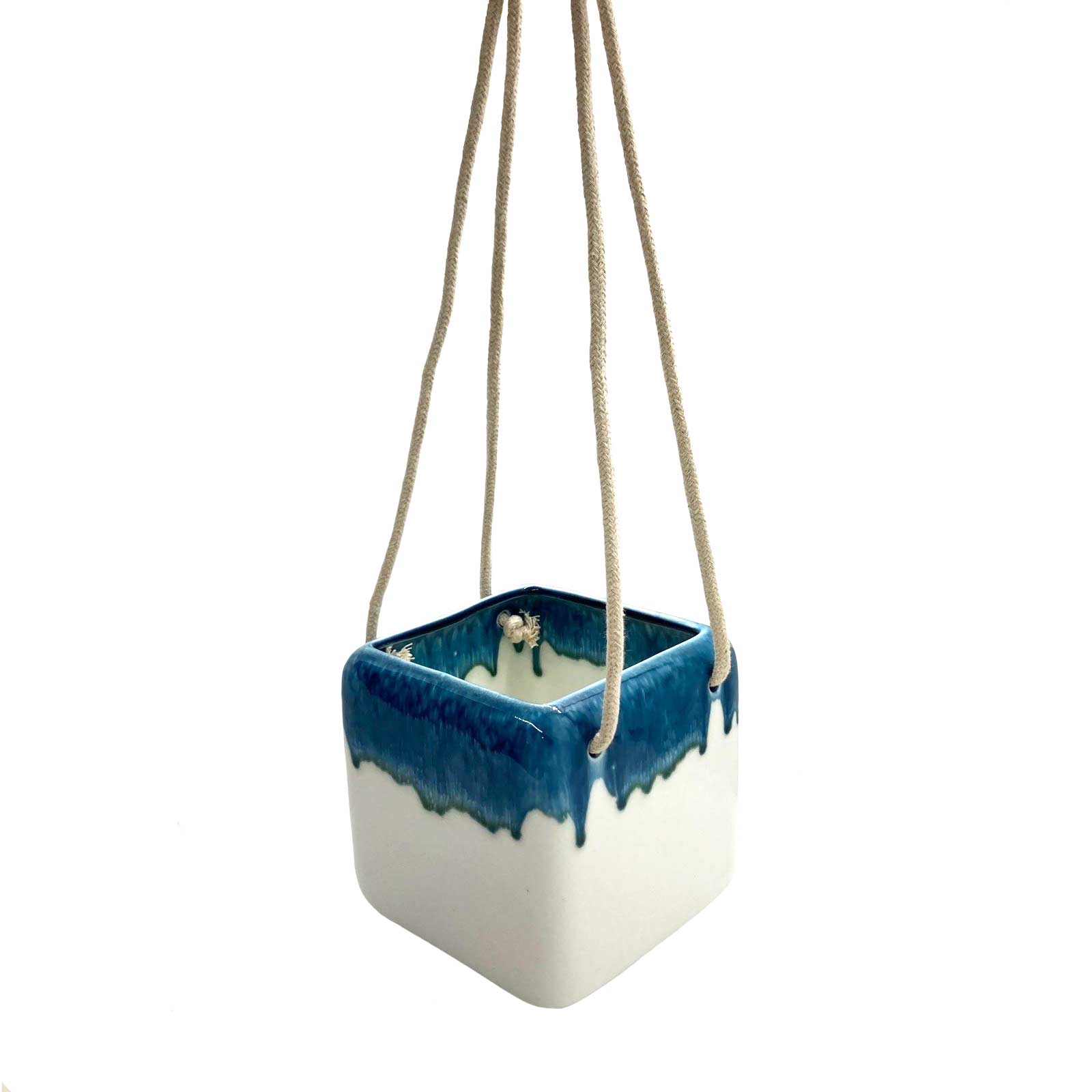 Small Ceramic Drip Glaze Hanging Planter