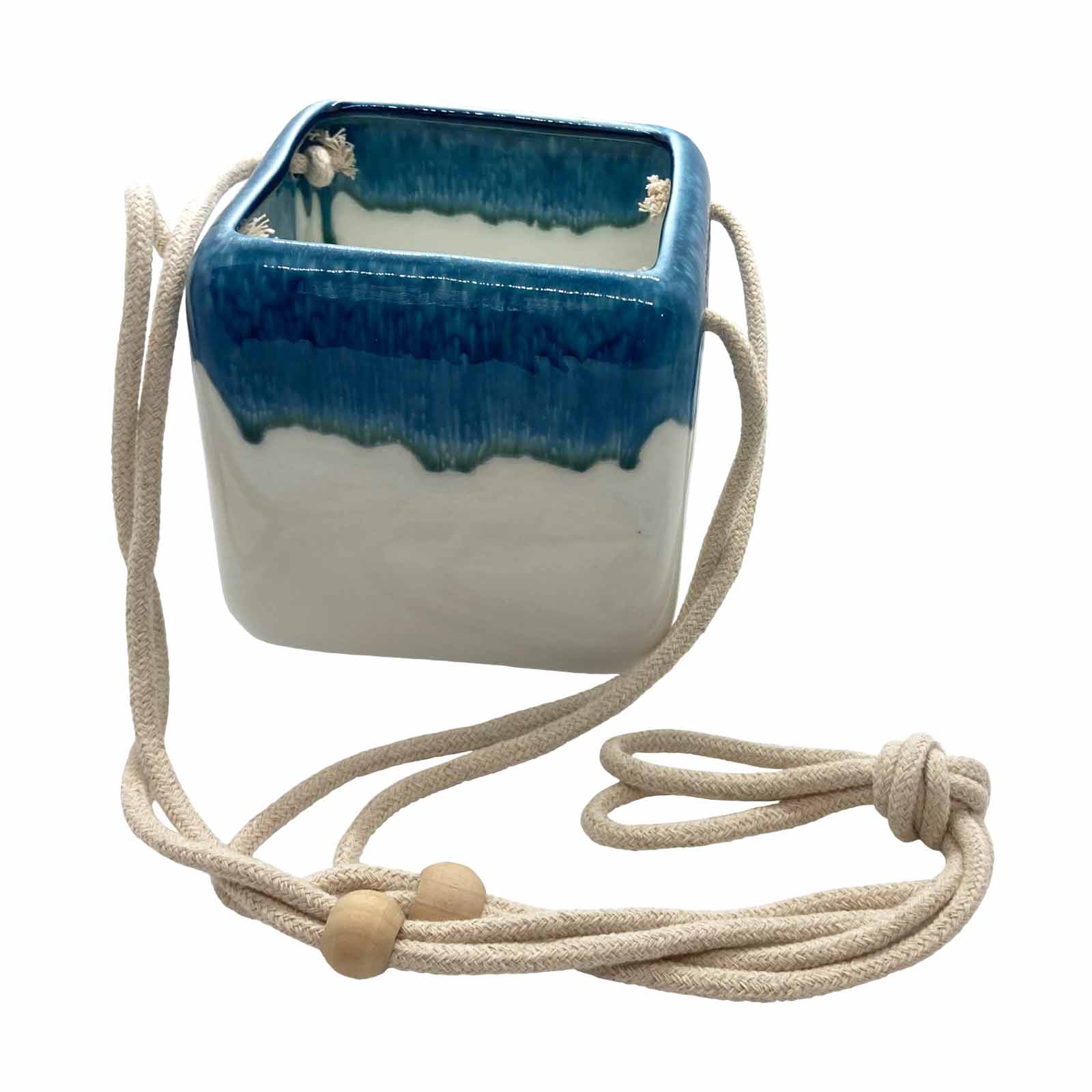 Small Ceramic Drip Glaze Hanging Planter