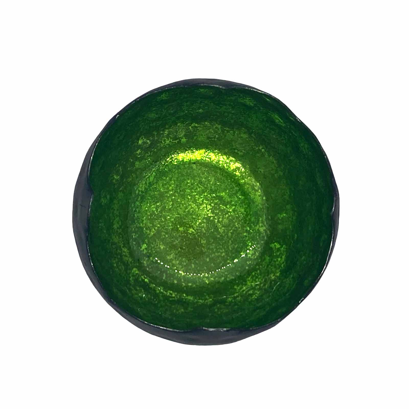 Round Black Iron Votive with Green Foil - Candle Holder