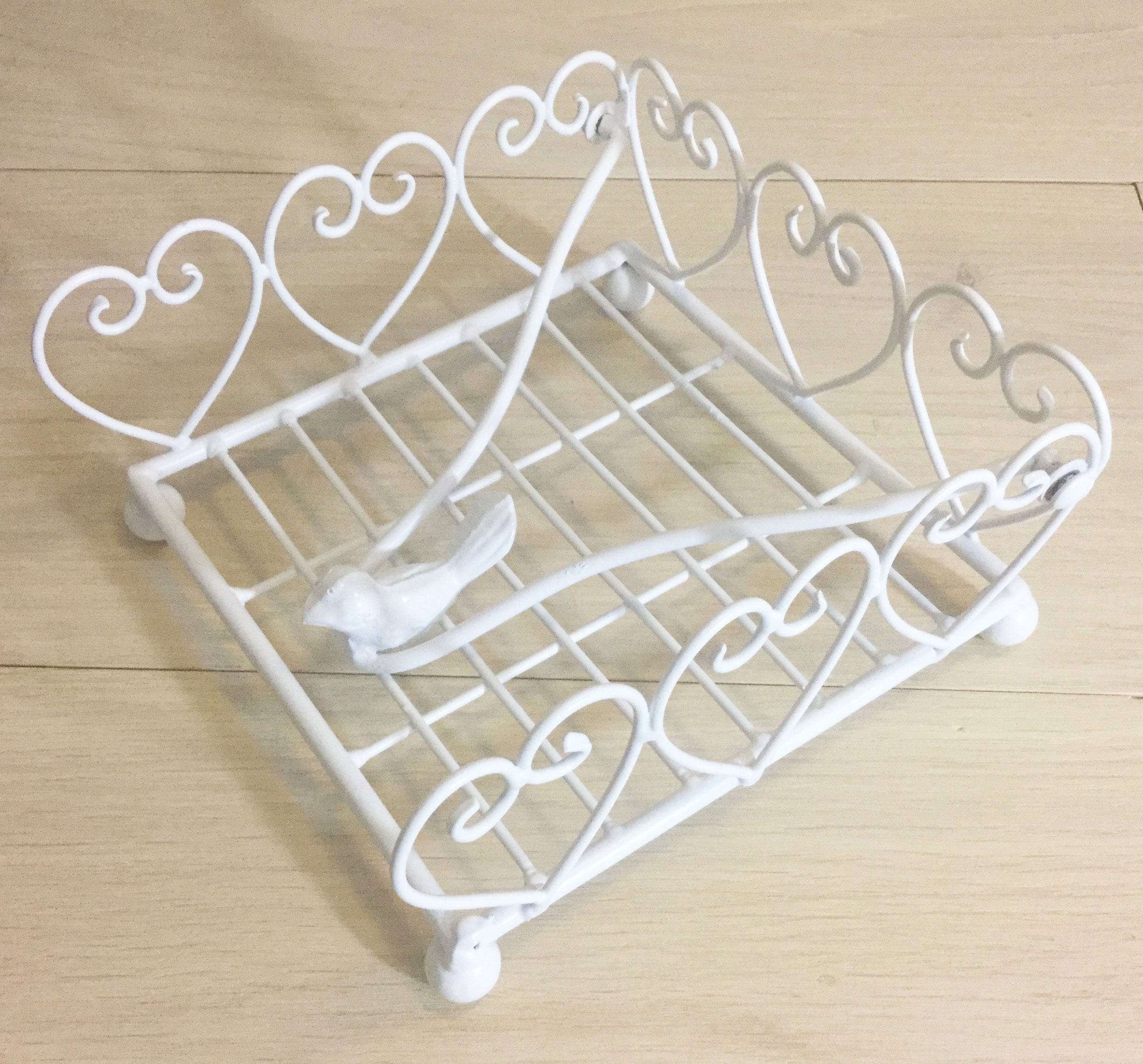 White Iron Bird Serviette Holder.