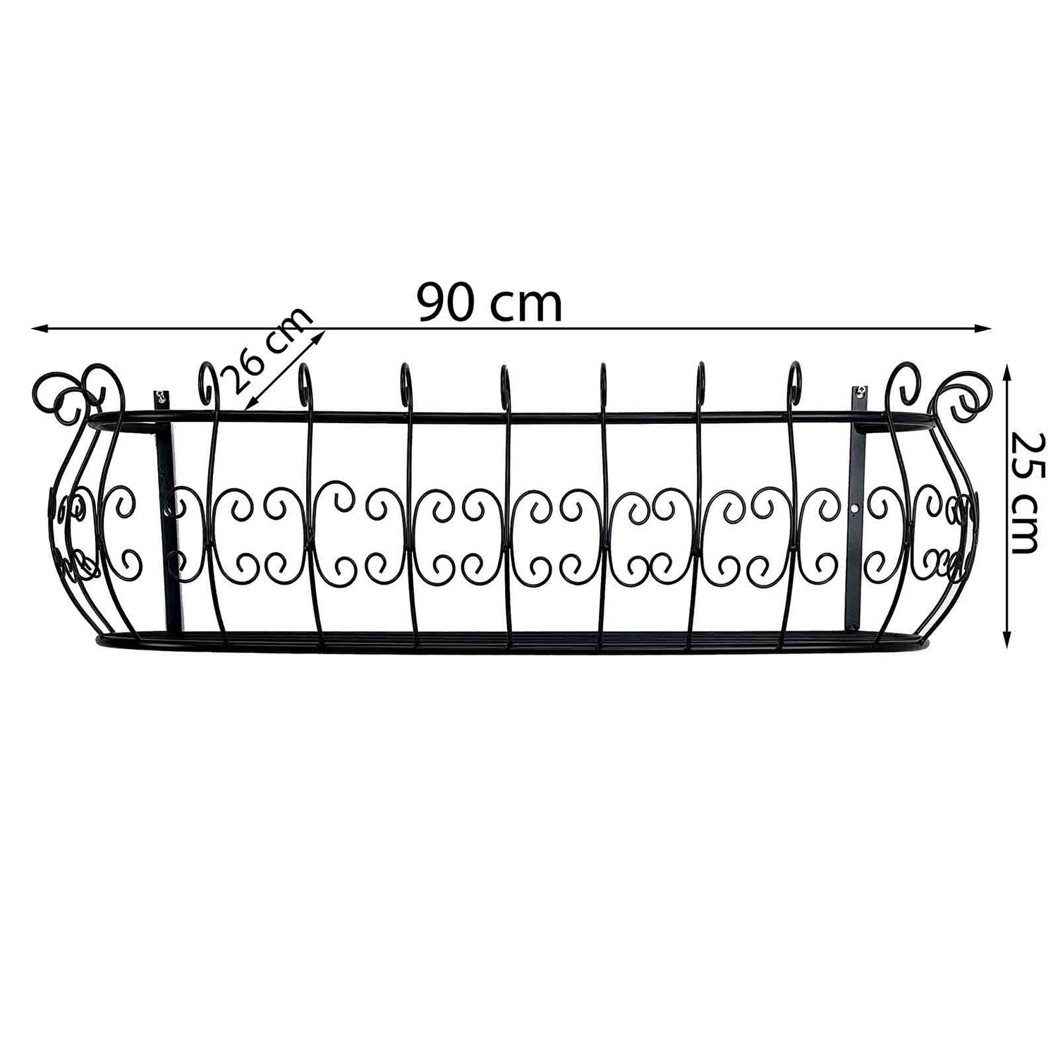 90cm Parisian Style Iron Window Box Wall Planter