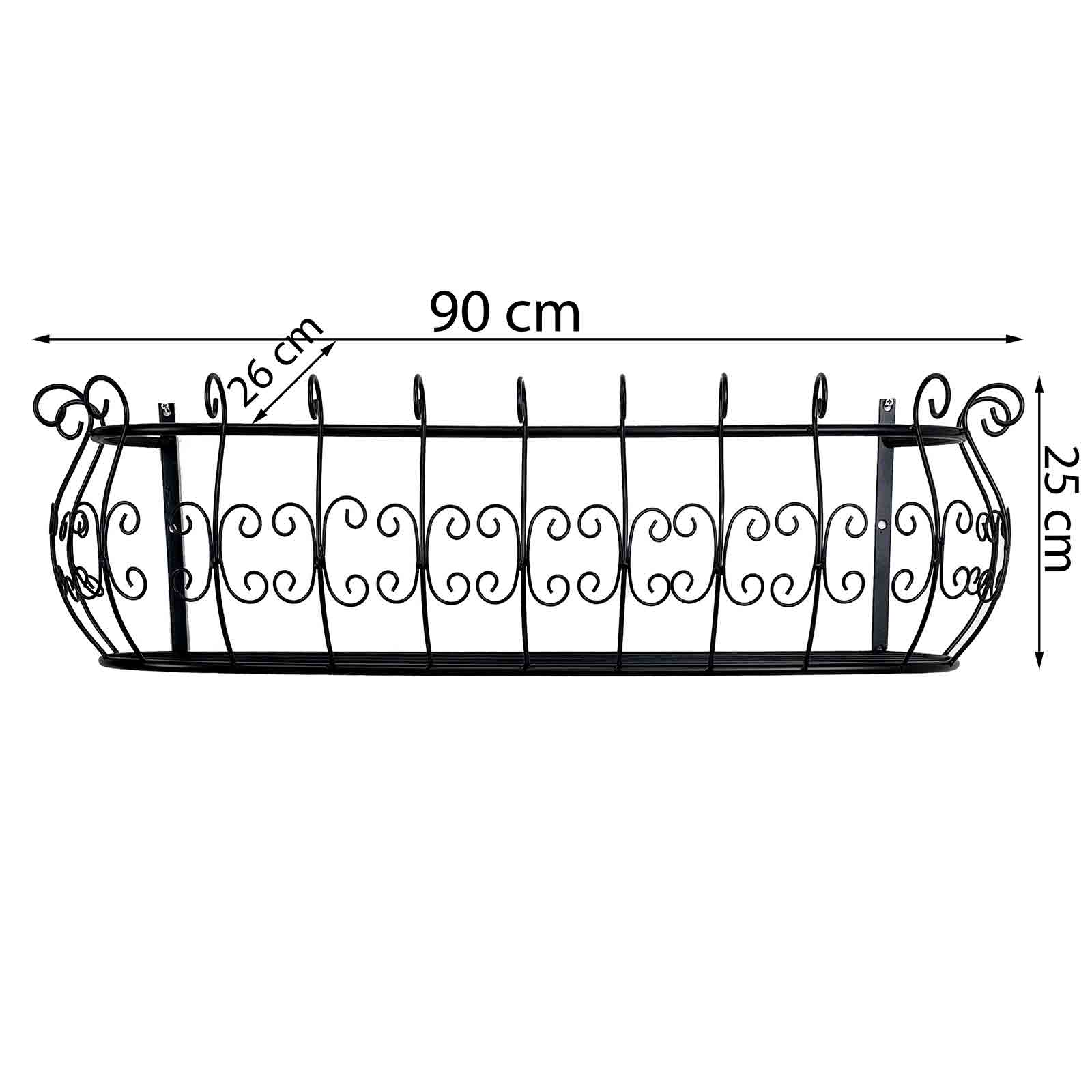 90cm Parisian Style Iron Window Box Wall Planter