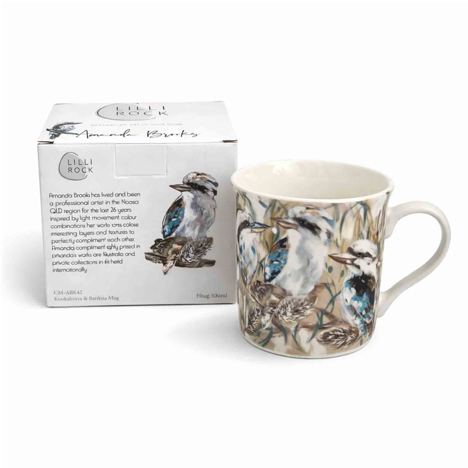 Amanda Brooks 300ml Kookaburra and Banksia new bone china gift boxed coffee mug