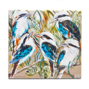 Kookaburra and Banksia 20cm Stone Trivet - Art by Amanda Brooks