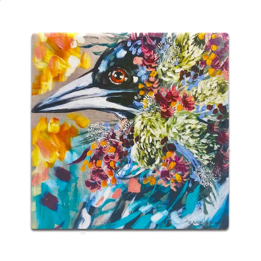 Amanda Brooks Margot Magpie Australian Birds Dolomite Stone Absorbent Souvenir Coaster