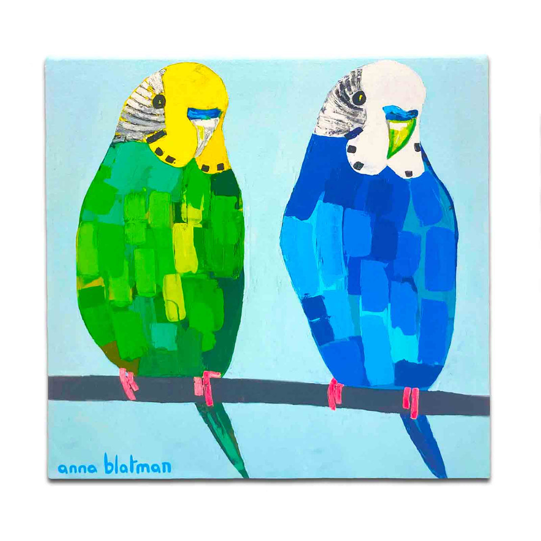 Australian Artist Anna Blatman Byron & Bruno Dolomite Stone Absorbent Trivet - Budgies