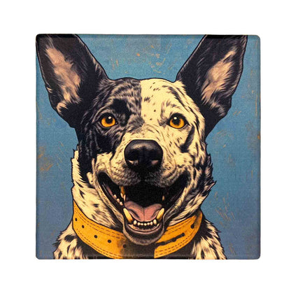 Australian Cattle Dog Set of Ceramic Coasters with Metal Stand