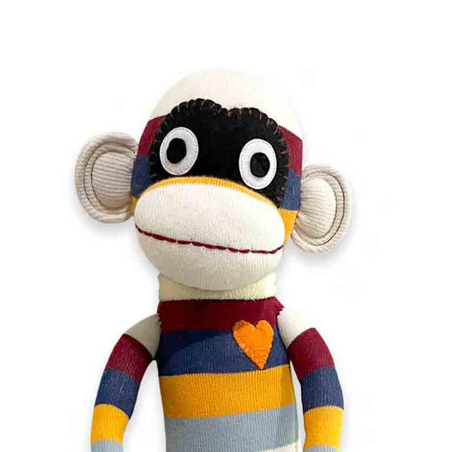 Bandit 70cm striped sock monkey plush toy with orange heart
