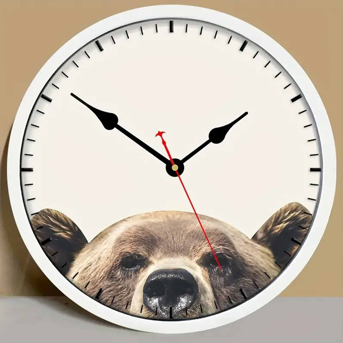 Peek-A-Boo Bear 25cm White Plastic Wall Clock