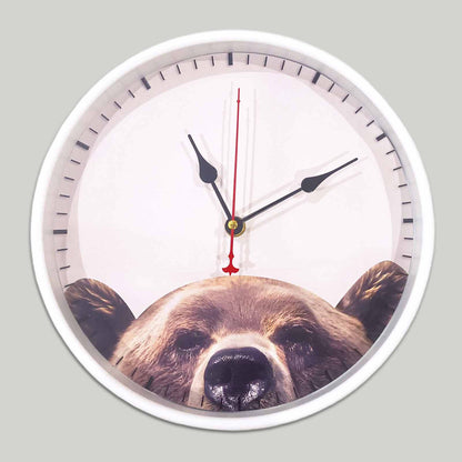 Peek-A-Boo Bear 25cm White Plastic Wall Clock