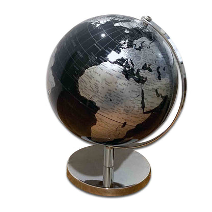 Black and Silver Desktop World Globe on Metal Stand