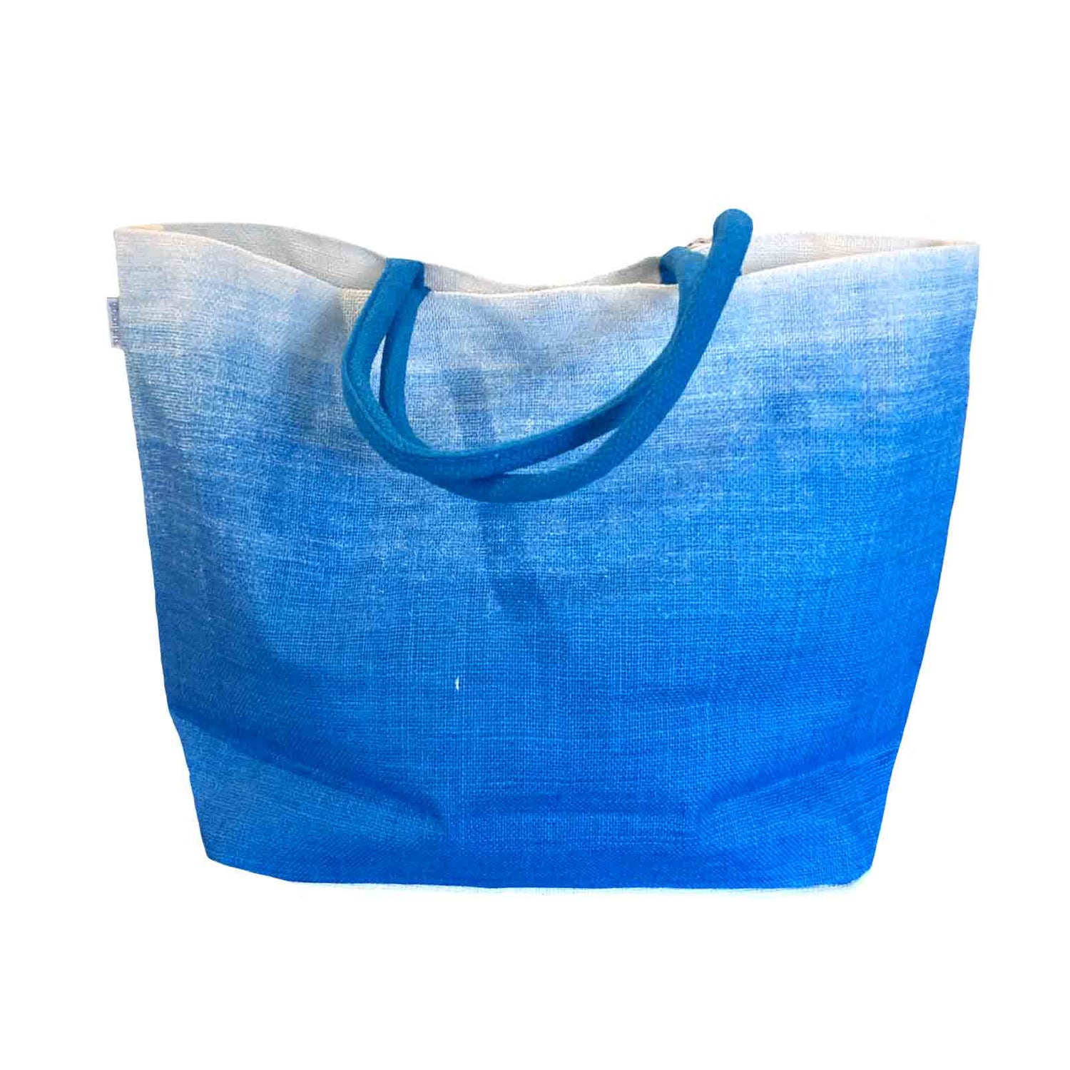 Blue BEACH Sequin Jute Beach Bag Tote