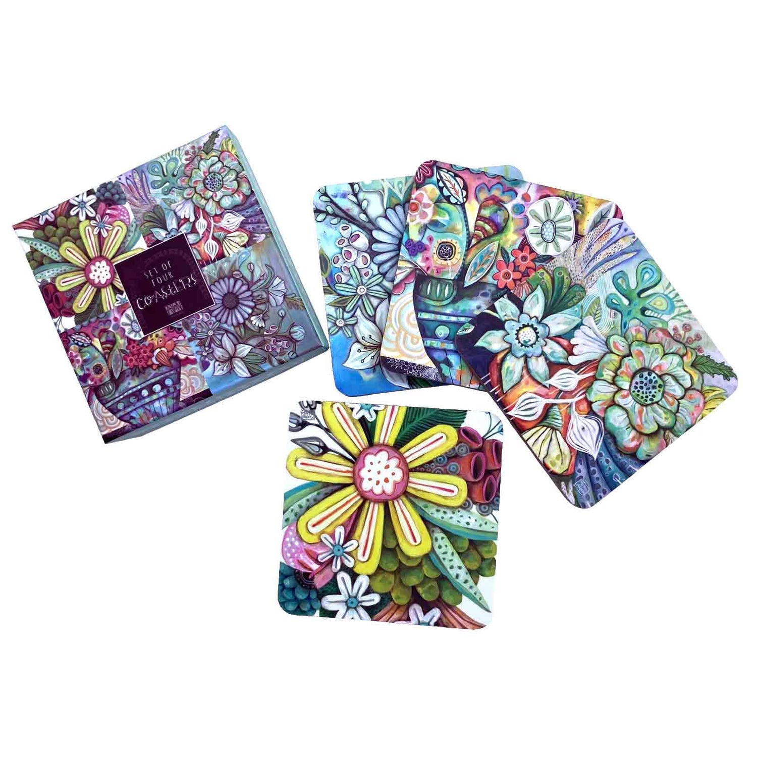 Bountiful Blooms Set of 4 Coasters - Allen Designs