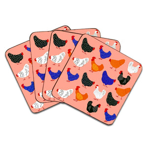 Bright Hens Resin Coasters - Set of 4