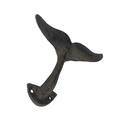 Brown Cast Iron Metal Whale Tail Wall Hook