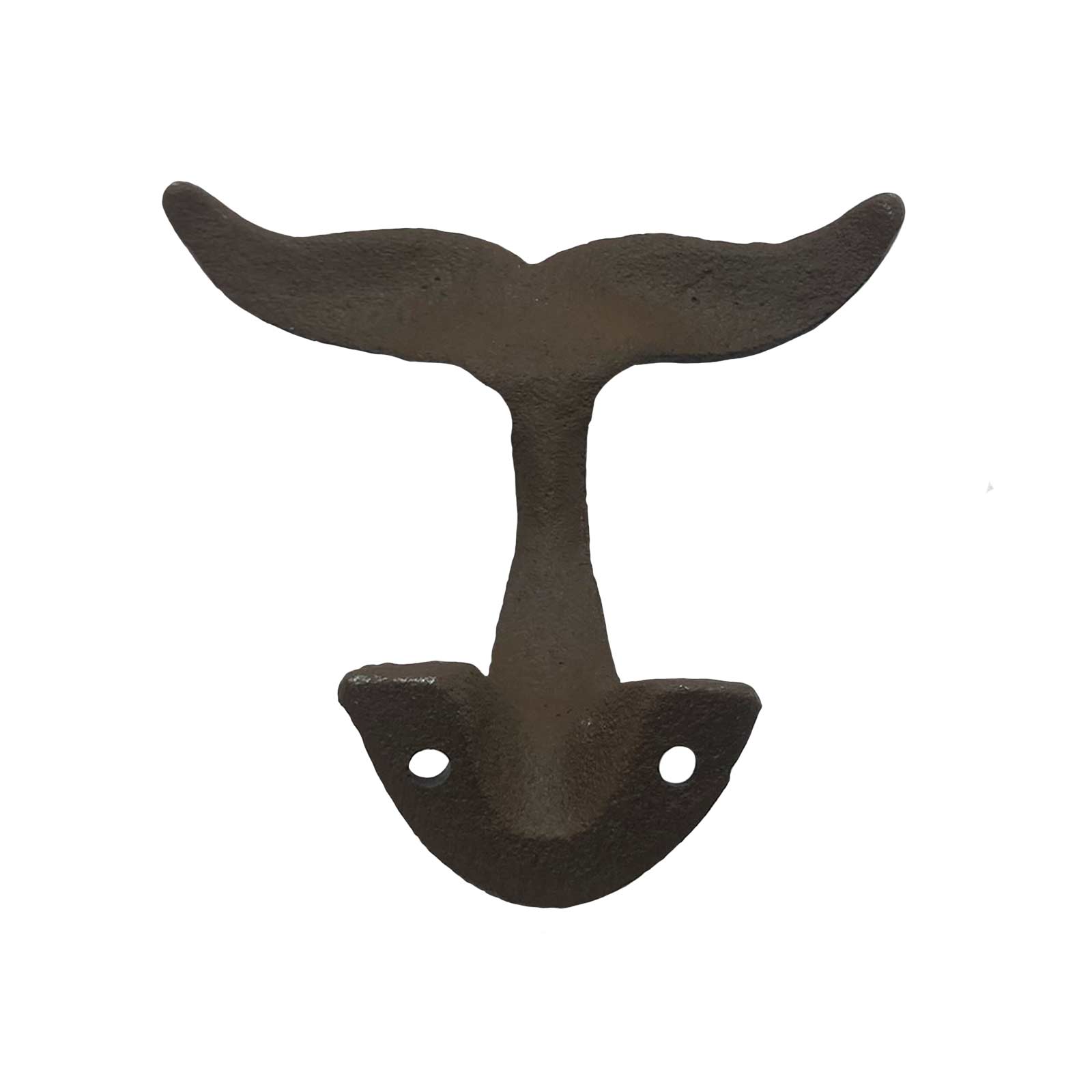 Brown Cast Iron Metal Whale Tail Wall Hook - Back of Hook