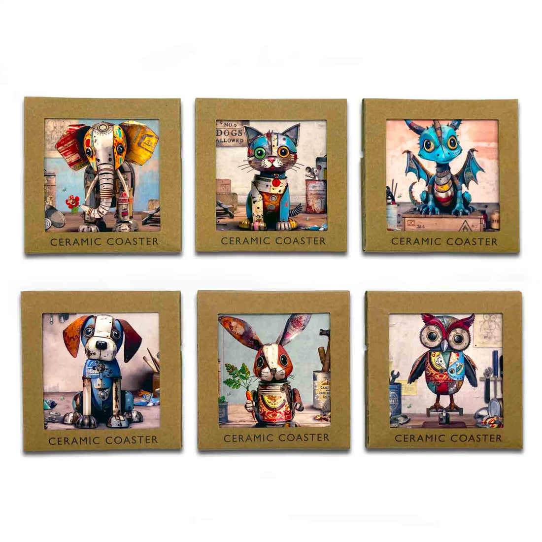 Bug Art Scraps Ceramic Coasters - 6 assorted designs
