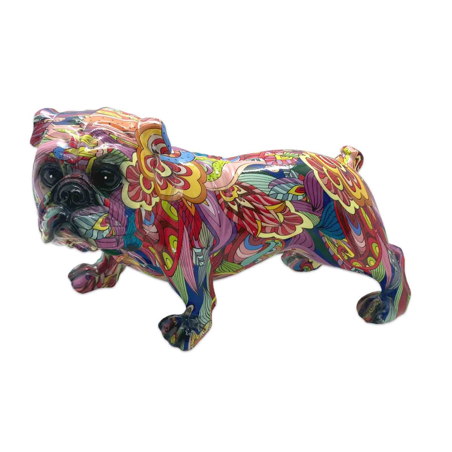 Resin Bulldog Groovy Art Sculpture Ornament