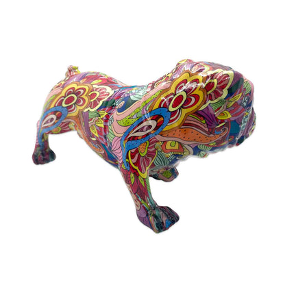 Resin Bulldog Groovy Art Sculpture Ornament