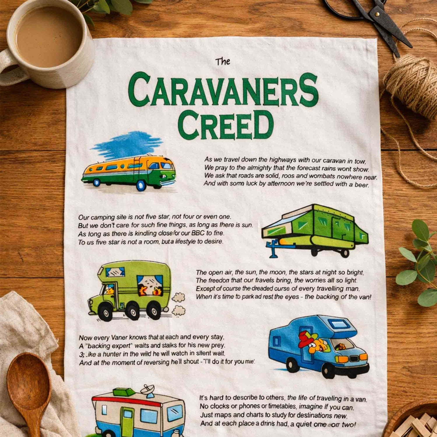 Tea towel with &