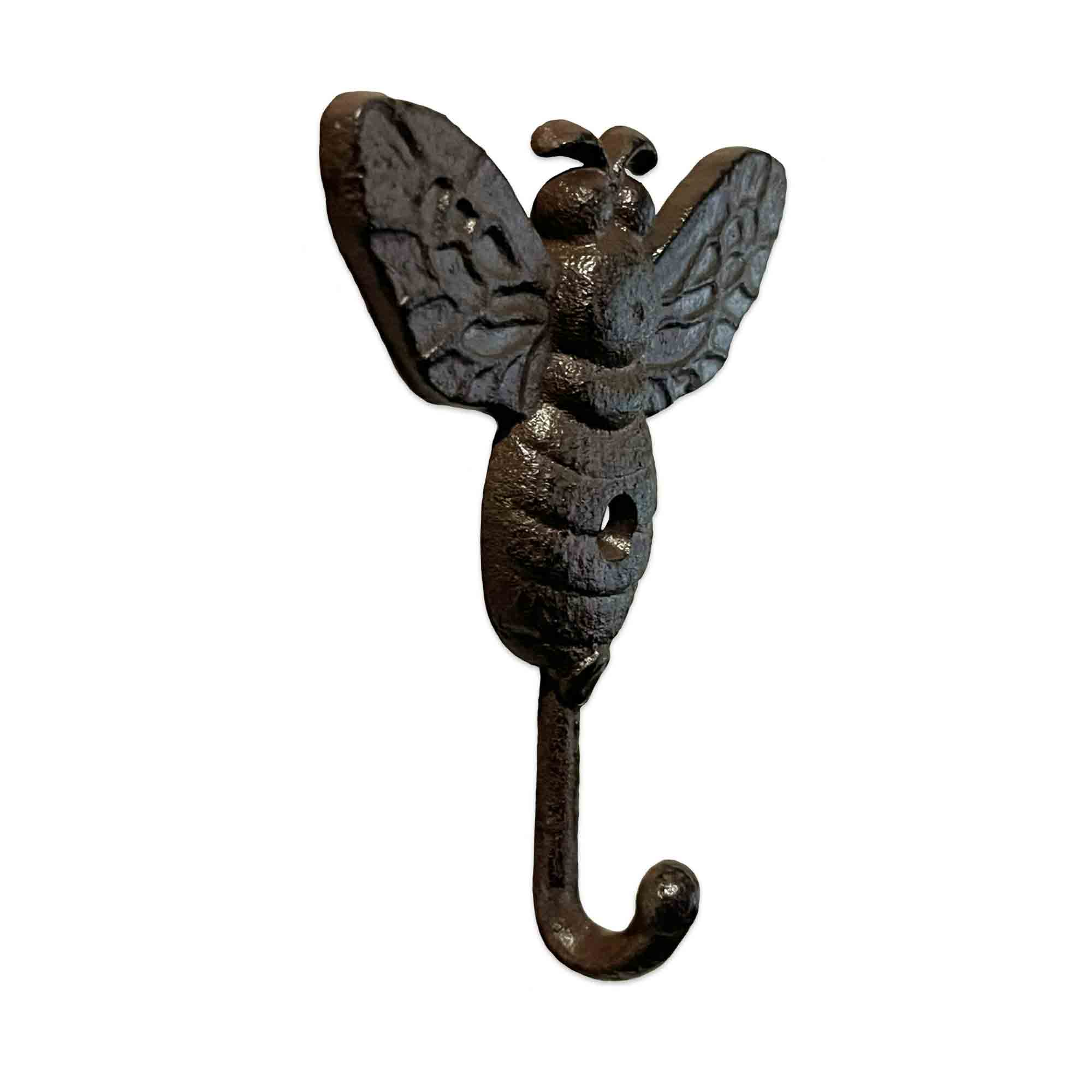 Decorative wall hook shaped like a bee on a white background