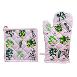 CULINARY HERBS Oven Mitt & Pot Holder Set
