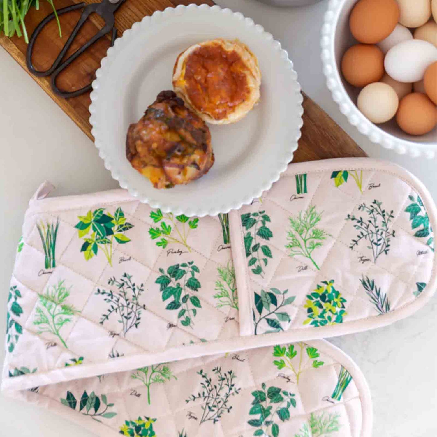 Culinary Herbs 100% Cotton Double Oven Glove