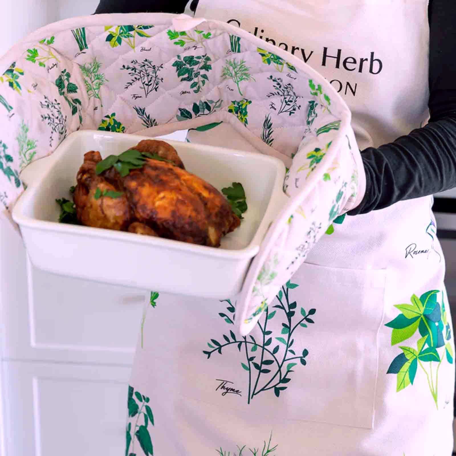 Culinary Herbs 100% Cotton Double Oven Glove