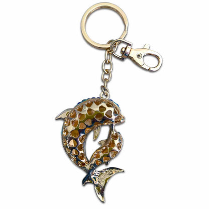 Dolphin (back) - Australian Animal &quot;Aussie Bling&quot; Metal Keyring