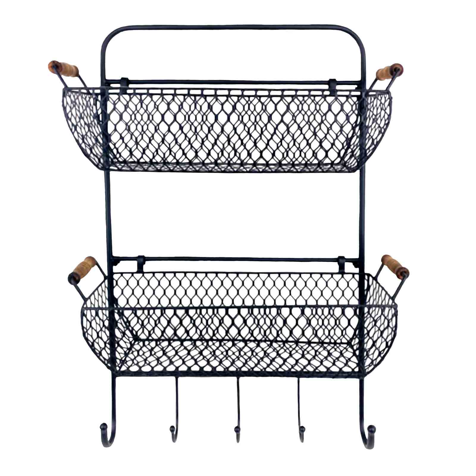 Wire Mesh Wall Hung Organiser with Removable Baskets