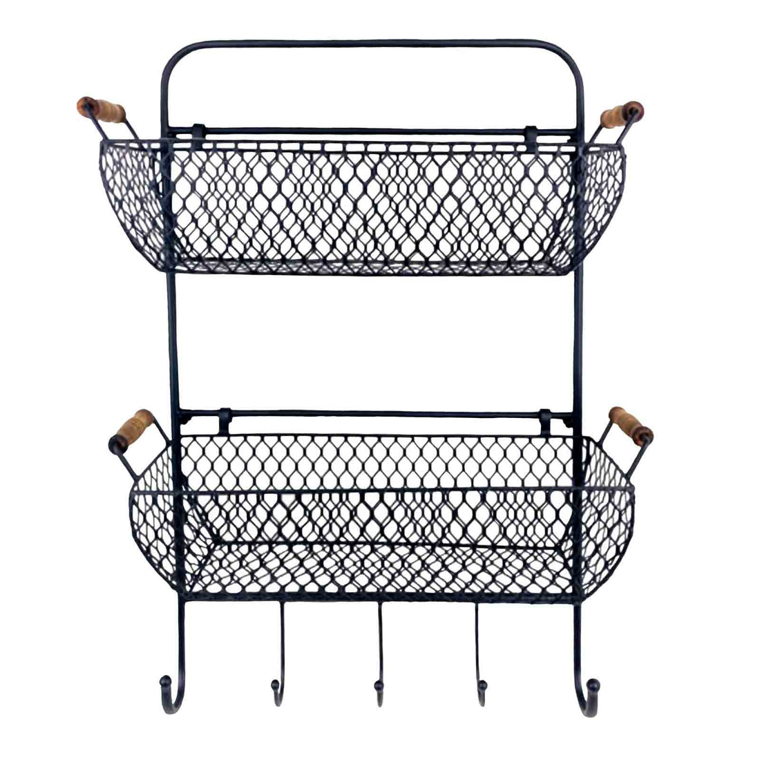 Wire Mesh Wall Hung Organiser with Removable Baskets