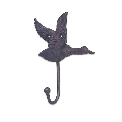 Decorative wall hook shaped like a flying duck on a white background