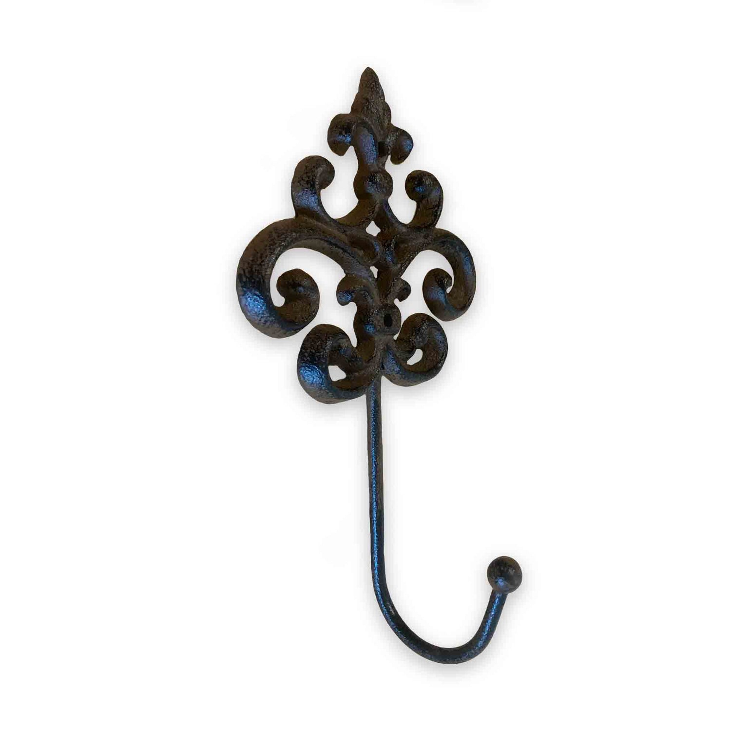 Decorative wall hook with intricate Fleur-de-lis design on a white background