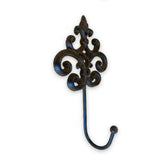 Decorative wall hook with intricate Fleur-de-lis design on a white background