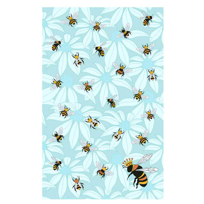 Flower Bees 100% Cotton Tea Towel