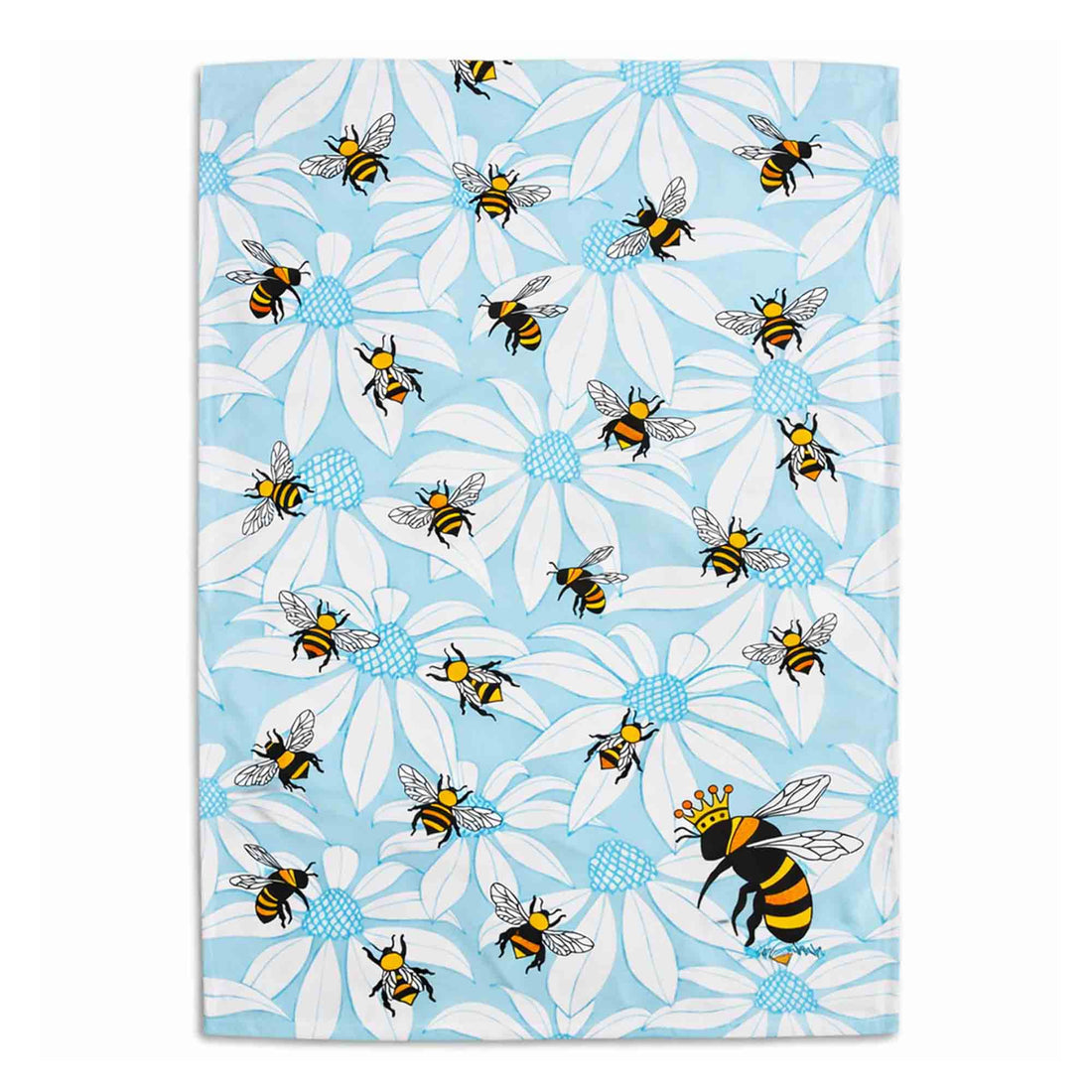 Flower Bees 100% Cotton Tea Towel